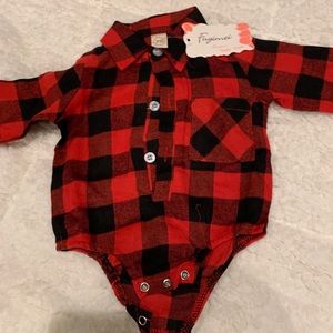 Plaid long sleeve onesie